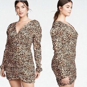 NWT NICHOLAS ‘Gathered Long Sleeve Party Dress’ in Brown “Leopard” Size 6